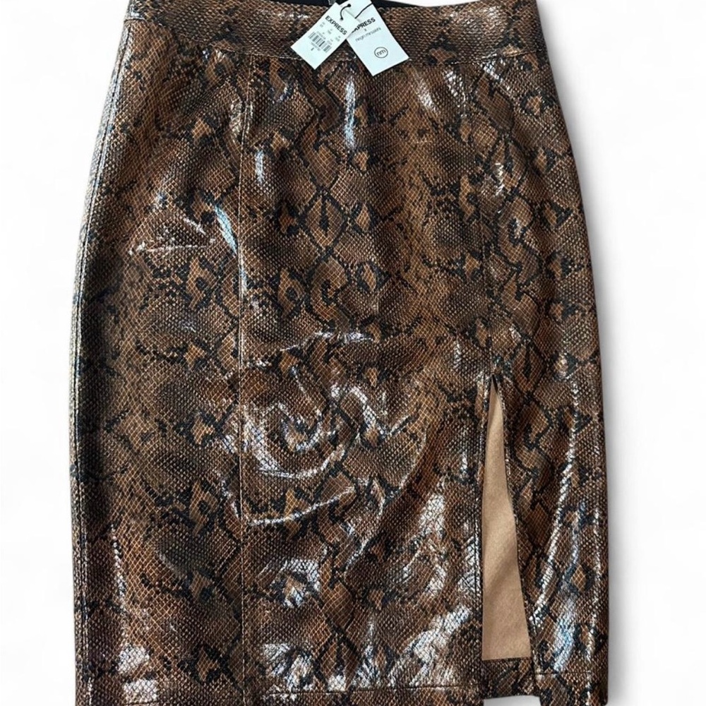 Deadstock Express x Negin Mirsalehi Faux Leather Snakeskin Pencil Skirt w/ Slit